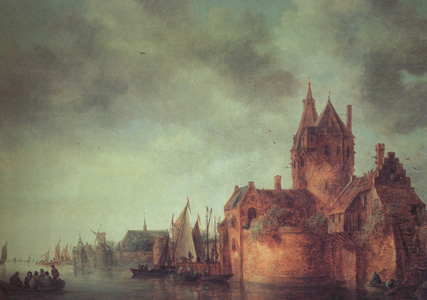 A Castle by a River with Shipping at a Quay (nn03)